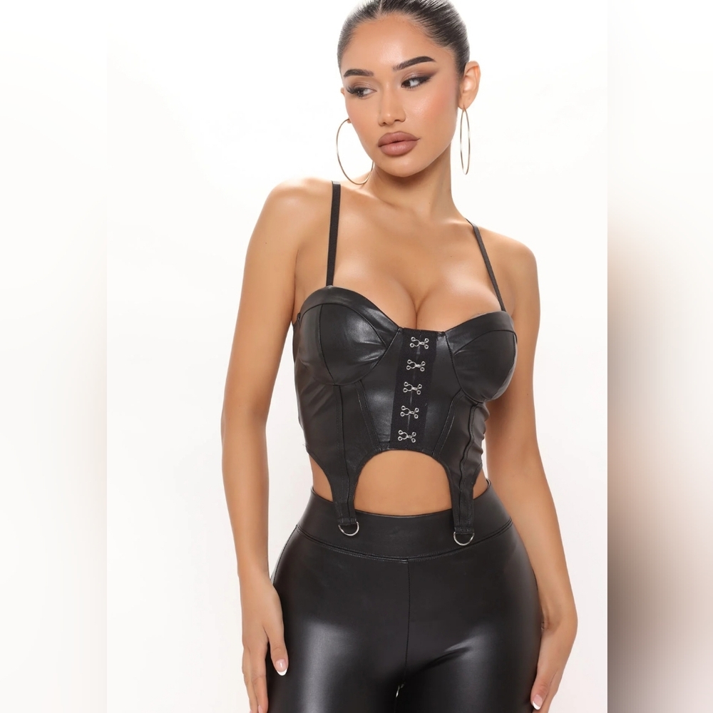 Fashion Nova She's Wild PU Bustier Top